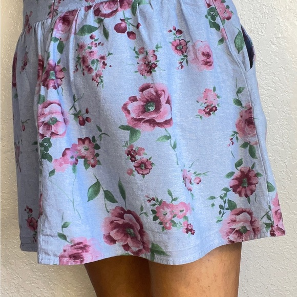 Lush Women's Skater Skirt Floral Blue Pink (M) - Picture 9 of 13